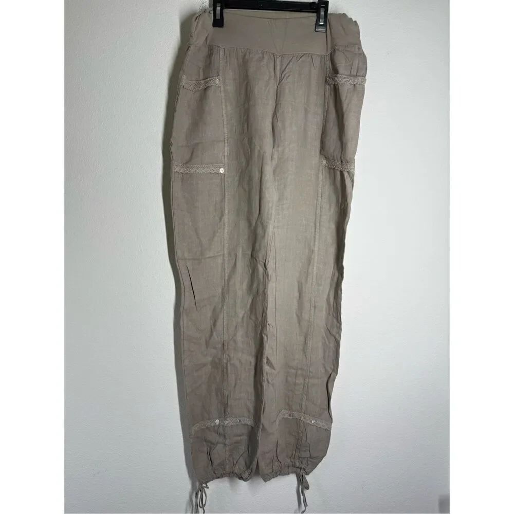 Driver Women’s Bohemian Linen Pants Joggers Size XXL EU/ XL US Lace Trim *Notes - Picture 2 of 16